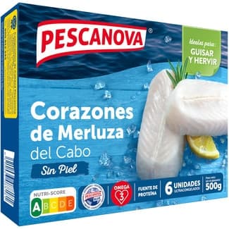 Corazones de filete de merluza 6 unidades estuche 500 g neto escurrido -