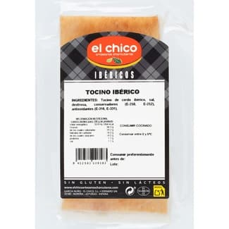 Tocino de cerdo ibérico sin gluten y sin lácteos bandeja 200 g peso aproximado -