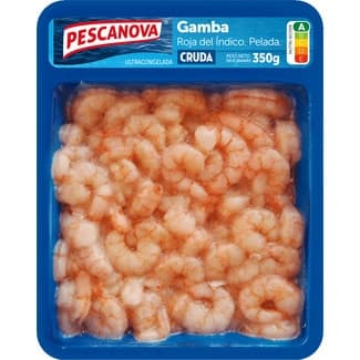 Gamba pelada roja del Indico cruda bandeja 350 g -