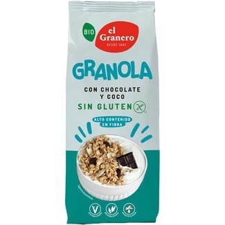 Bio granola con chocolate y coco ecológica y sin gluten bolsa 350 g -