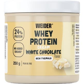 Whey Protein crema para untar con sabor a chocolate blanco sin gluten bote 250 g sin aceite de palma y baja en azúcares -