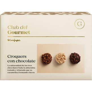 Croquers de almendra caramelizada a los tres chocolates negro leche y blanco estuche 150 g -