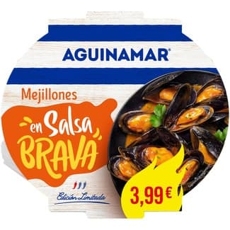Mejillones cocidos en salsa brava bandeja 500 g -