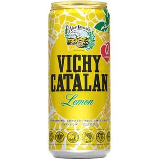 Agua mineral natural con gas sabor limón lata 33 cl -