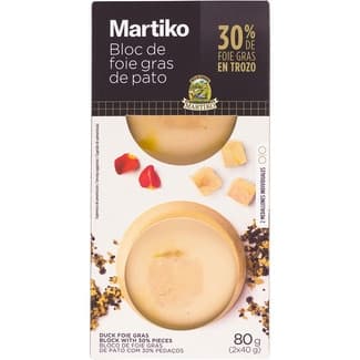 Bloc de foie gras de pato cocido con 30% de trozos 2 medallones x 40 g sin gluten envase 80 g -