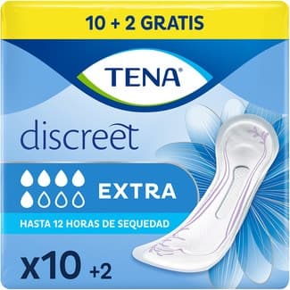 Discreet compresa de incontinencia extra bolsa 10 unidades + 2 unidades gratis -