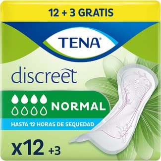 Discreet compresa de incontinencia normal bolsa 12 unidades + 3 unidades gratis -