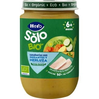 Tarrito de zanahoria, guisantes y merluza ecológico desde 6 meses tarro 190 g -