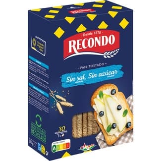 Pan tostado sin sal y sin azúcar 30 rebanadas paquete 270 g -