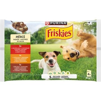 Comida húmeda para perros con buey, patatas, pollo, cordero y zanahorias 4 bolsas 85 g -