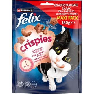 Crispies snacks para gatos con sabor a salmón y trucha bolsa 180 g -