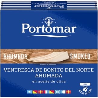 Ventresca de bonito del norte ahumada en aceite de oliva lata 75 g neto escurrido -