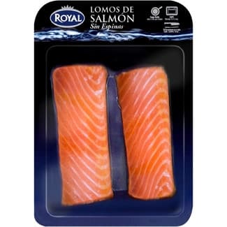Lomos de salmón sin espinas bandeja 300 g neto escurrido -