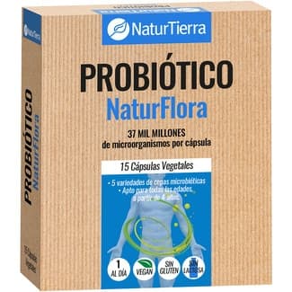 Naturflora probióticos sin gluten y sin lactosa estuche 15 cápsulas vegetales -