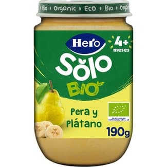 Tarrito de pera y plátano 100% ecológico y sin gluten desde 4 meses envase 190 g -