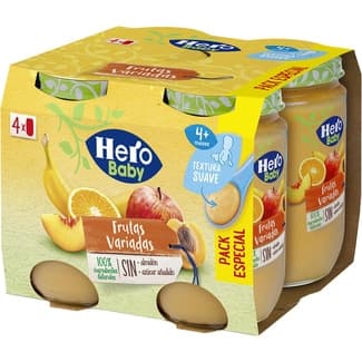 Tarritos de frutas variadas sin gluten desde 4 meses pack 4 envases 190 g -