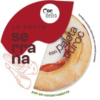Rosca de pan con paleta curada, bacon, queso fundido y salsa de tomate envase 480 g -