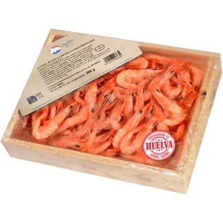 Gamba de Huelva cocida 50-60 piezas caja 360 g neto escurrido -