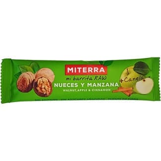 Barritas de nueces y manzana con canela sin gluten, sin lácteos y sin azúcares añadidos envase 30 g -