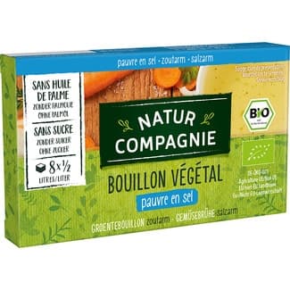 Caldo de vegetal ecológico en pastillas sin aceite de palma caja 68 g bajo en sal y sin azúcar -