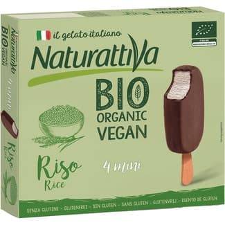 Bio Organic Vegan mini bombones de arroz y chocolate ecológicos, sin gluten y sin lactosa estuche 4 unidades -