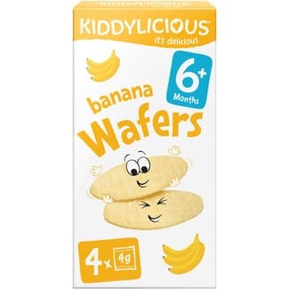 Wafers con sabor a banana sin gluten desde 6 meses 4 bolsitas de 4g estuche 16 g -