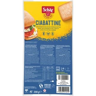 Ciabattine panecillos de chapata con aceite de oliva virgen extra sin gluten y sin lactosa envase 200 g -