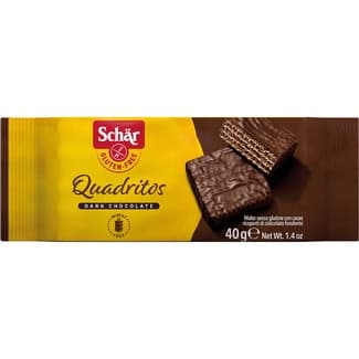 Quadritos barquillos al cacao con chocolate negro sin gluten envase 40 g -