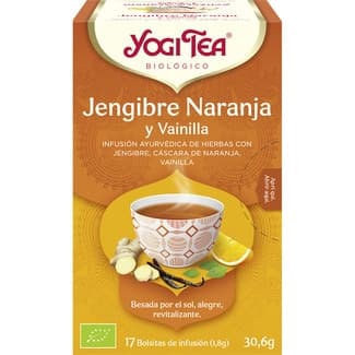 Infusión ayurvédica ecológica de hierbas con jengibre, cáscara de naranja y vainilla estuche 17 bolsitas sin gluten -