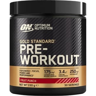 On Gold Standard Pre-Workout con focus sabor a ponche de frutas envase 333 g -