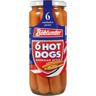 Salchichas hot dogs American style 6 unidades frasco 300 g neto escurrido -
