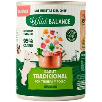 Comida húmeda para perros ragut tradicional con ternera y pollo 100% natural lata 400 g -