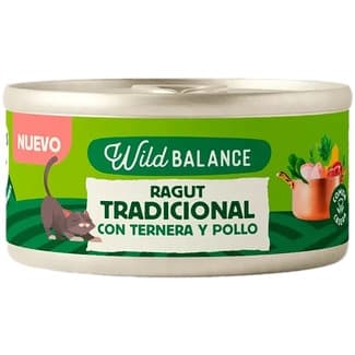 Comida húmeda para gatos adultos ragut de ternera y pollo lata 80 g -