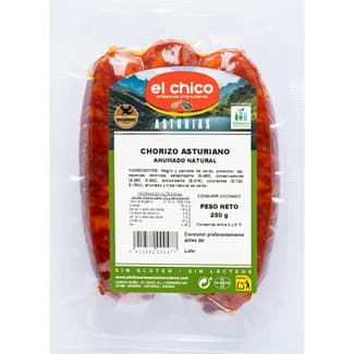 Chorizo asturiano ahumado sin gluten sin lactosa envase 250 g -