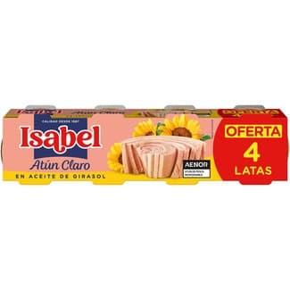 Atún claro en aceite de girasol pack 4 latas 52 g neto escurrido -