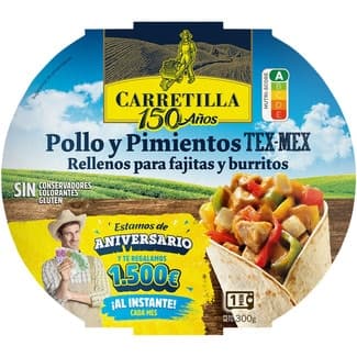 Relleno para fajitas y burritos de pollo y pimientos sin gluten bol 300 g -