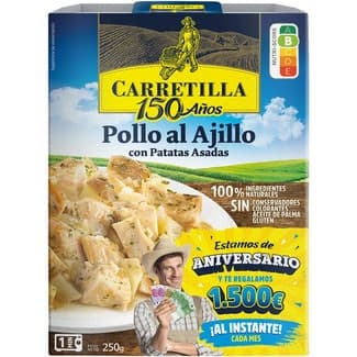 Pollo al ajillo con patatas asadas sin gluten envase 250 g -