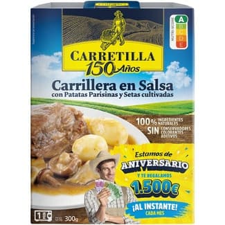 Carrillera en salsa con patatas parisinas y setas cultivadas envase 300 g -