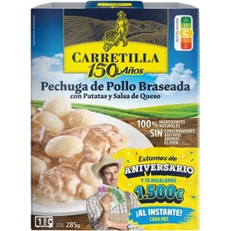 Pechuga de pollo braseada con patatas y salsa de queso sin gluten envase 300 g neto escurrido -
