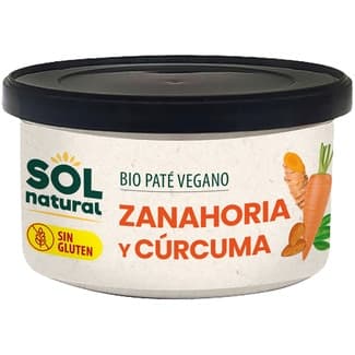 Paté vegano ecológico de zanahoria y cúrcuma sin gluten lata 125 g -