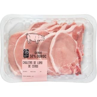 Chuleta de lomo de cerdo 50% Duroc peso aproximado bandeja 600 g
