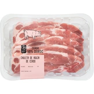 Chuleta de aguja de cerdo 50% Duroc peso aproximado bandeja 600 g