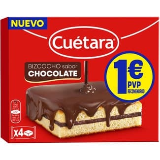 Bizcocho sabor chocolate 4 unidades caja 112 g -