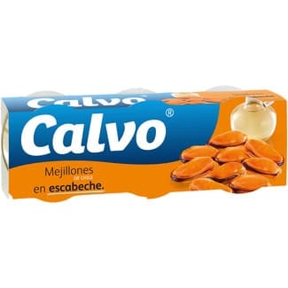Mejillones en escabeche de Chile pack 3 latas 120 g neto escurrido -