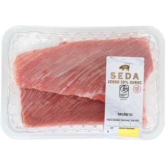 Secreto extra de cerdo 50% Duroc peso aproximado bandeja 450 g -