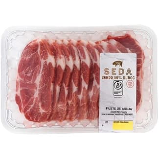 Filetes de aguja extra de cerdo 50% Duroc peso aproximado bandeja 500 g -
