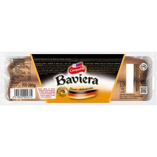Salchichas Baviera cocidas y ahumadas de cerdo y pollo sin gluten 3 piezas envase 260 g -