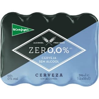 Cerveza rubia tradicional Zero 0,0% sin alcohol pack 12 latas 33 cl -