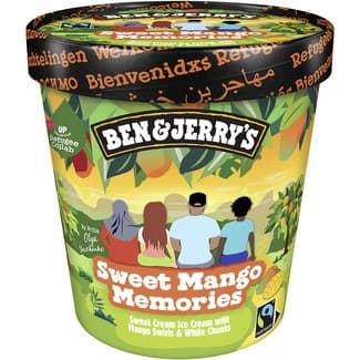 Helado crema nata con salsa de mango y piezas sabor chocolate blanco tarrina 465 ml -