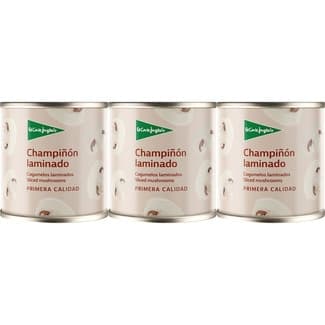 Champiñón laminado pack 3 latas 105 g neto escurrido -